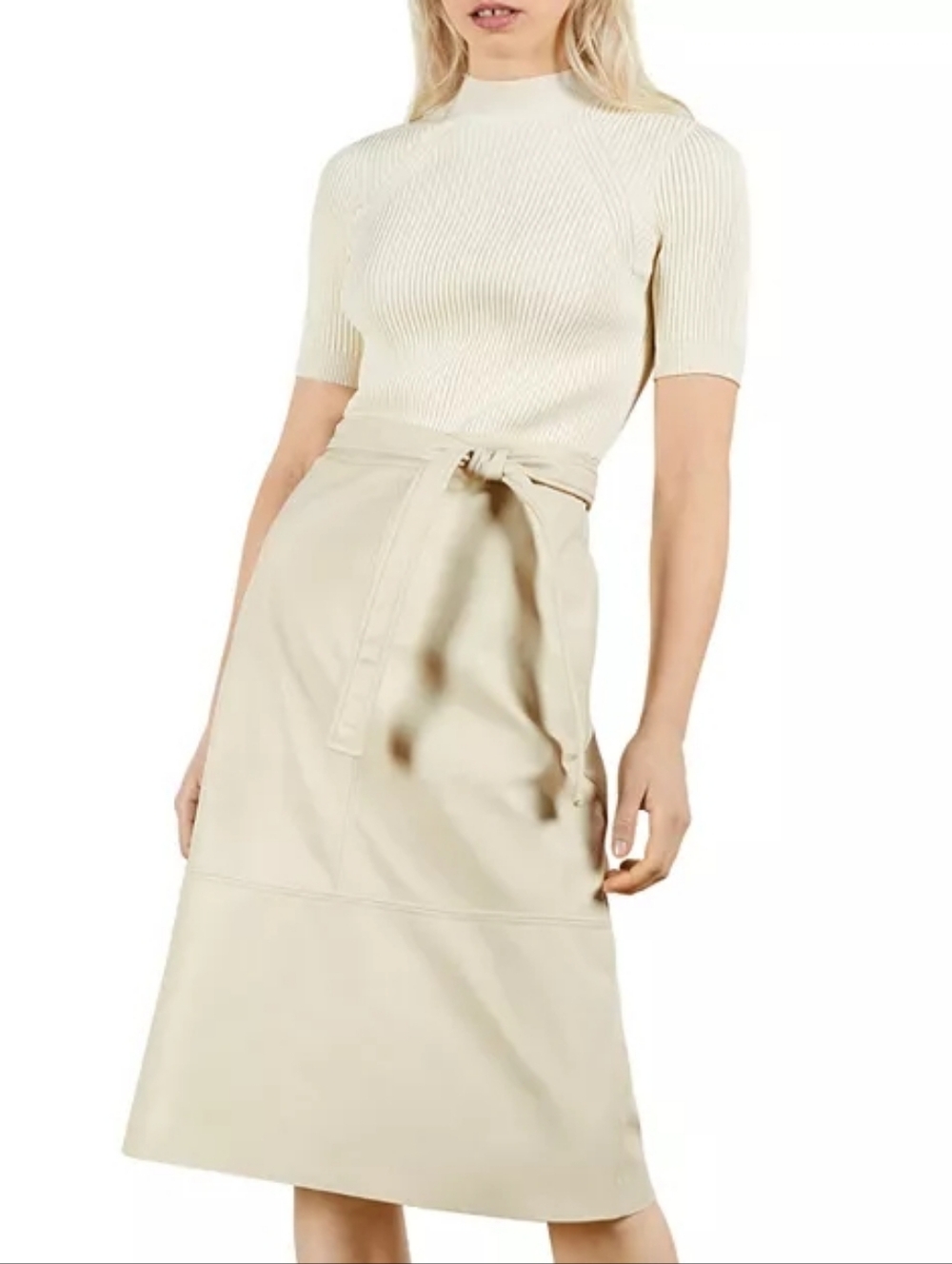 Ted Baker Cream and Gray Monogram Fringe Scarf